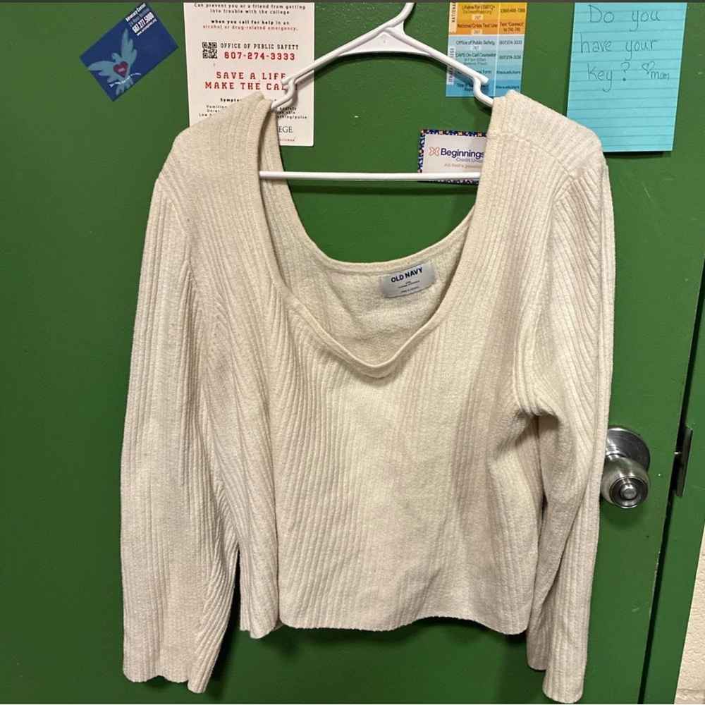 Old Navy Cream Ribbed Scoop Neck Top
